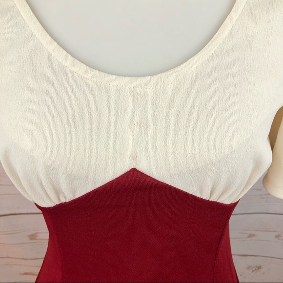 Vintage Flutter Sleeve Colorblock Mini Dress - Picture 3 of 6